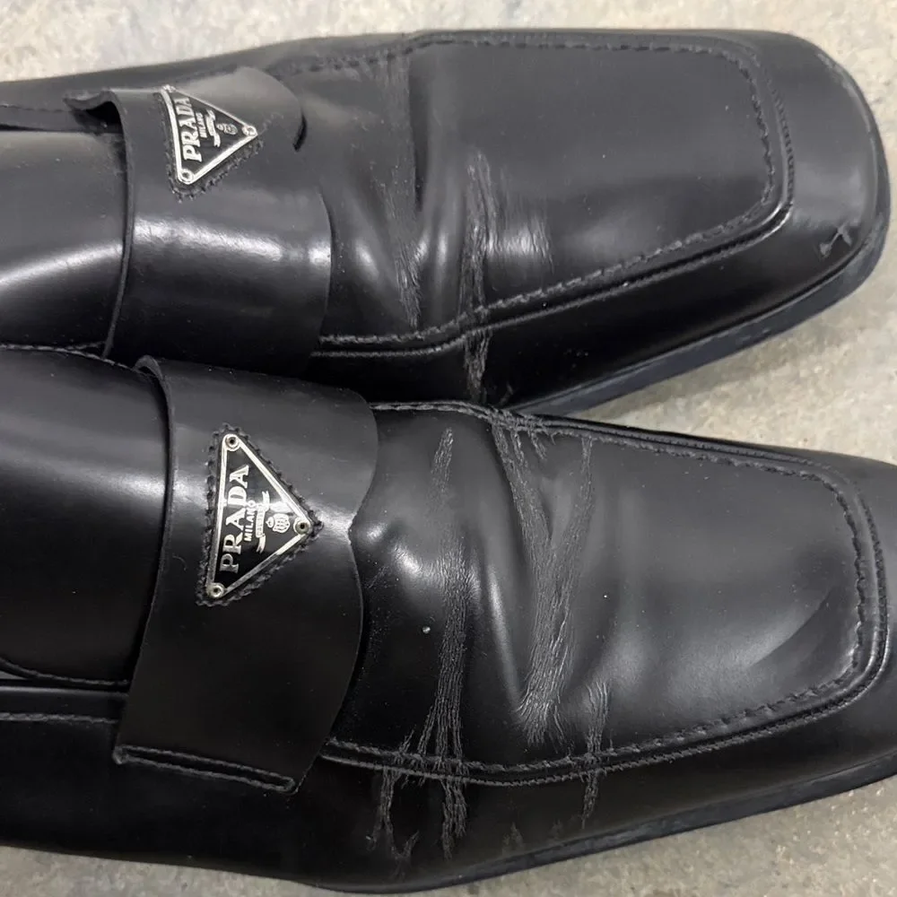 Prada Men's Classic Black Leather Loafers
